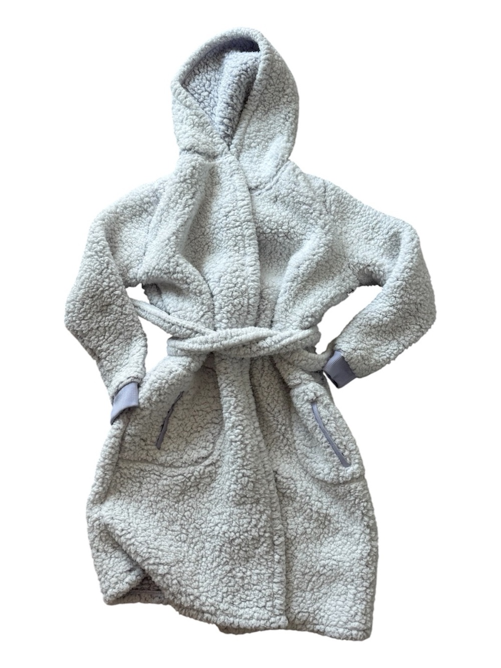 Cozy Sherpa Hooded Robe in Light Purple/Gray
